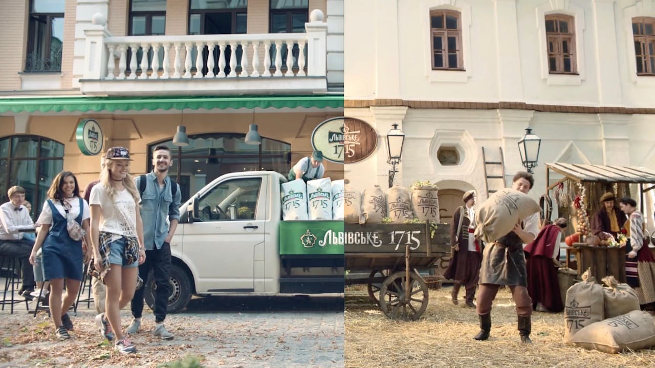 Still from Lvivske beer commercial