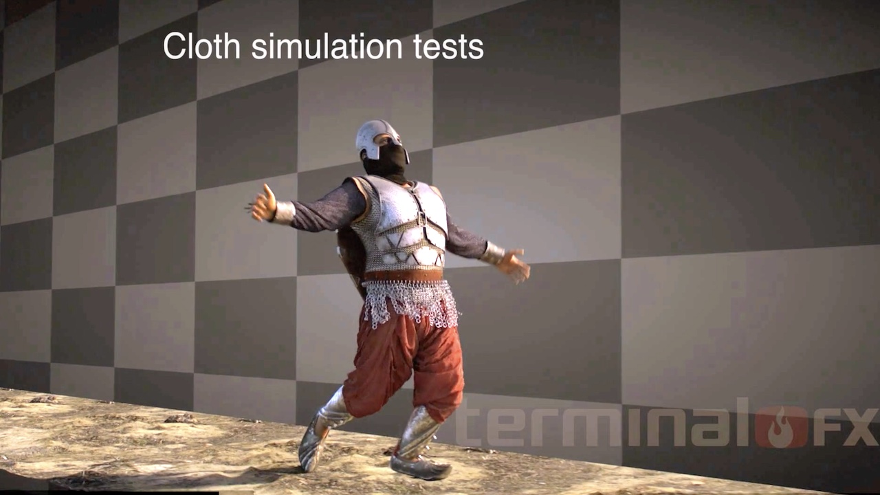 Still from Cloth simulation test